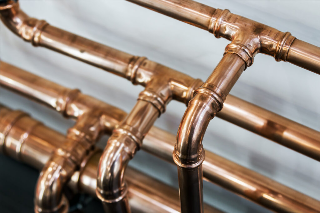 Copper plumbing pipes